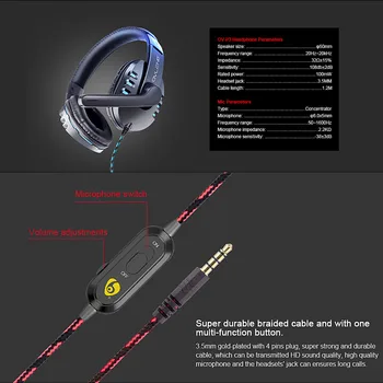 Ovleng Žaidimų Ausinės Su Mikrofonu Laidinio Triukšmo Mažinimo Stereo Ausines Laidas Kontrolės Ausines PS4 PC, Smartphone