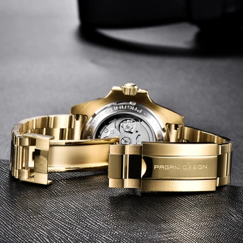 PAGANI DIZAINO Top Brand Prabanga Mechaninis laikrodis iš Nerūdijančio Plieno, atsparus Vandeniui Automatinis laikrodis Safyro Stiklas Verslo Vyrų Žiūrėti