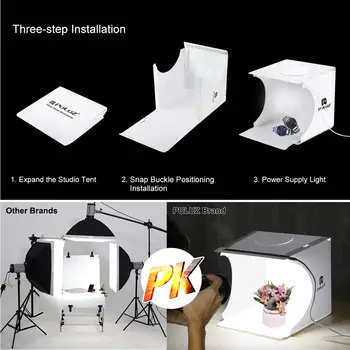 PULUZ Lankstymo Švieslentę Fotografija, Foto Studija Softbox 1/2 Skydelio LED Light Soft Box Nuotrauka Fone Rinkinys, šviesdėžės Fotoaparatas