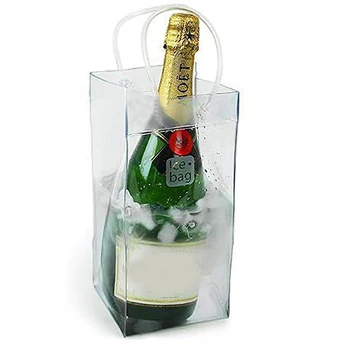 PVC Sandarus Ledo Maišelis EKOLOGINIO Draugiškas Skaidriu Ledo Paketas Nešiojamų Ledo Kibirą Vyno, Šampano Butelis Šaldymo Su nešimo Rankena