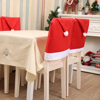 Padengti Kalėdų Kėdė Raudona Charismas Kėdė Dekoro Neaustinių Santa Hat Kėdė Padengti Kalėdų Stalo Dekoras Laimingų Naujųjų Metų 2021 Noel