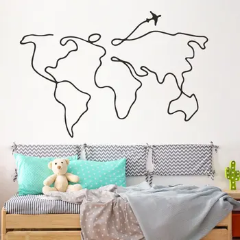 Paprastas stilius linijos, sienų lipdukai Kelionės pasaulyje lipdukų svetainė, miegamasis namų puošybai Vandeniui plakatas