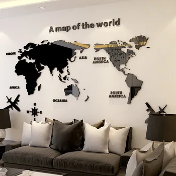 Pasaulio žemėlapyje asmenybės Šiaurės akrilo sienos pasta 3D stereo tyrimo biuro kambarį apdaila sofa fono sienos lipdukas