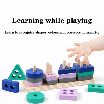 Pažinimo Jenga Žaislas Macarons Keturias Skiltis Kūdikių Pažinimo Formos Atitikimo Mediniai Buildi Žaislai, Tėvų-vaikų Bendravimą Dovana