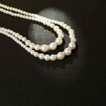 Pearl karoliai 2-piece set 2-sluoksnis perlų vėrinį pokylių temperamentas universalus papuošalai