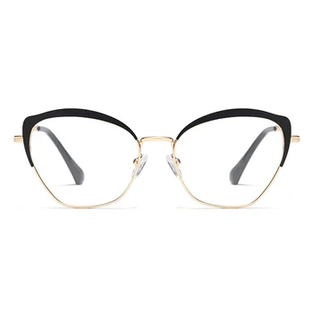 Peekaboo mados metaliniai akinių rėmeliai cat eye gold juoda balta moterų akiniai, optiniai, skaidraus lęšio gimtadienio dovanos moterims