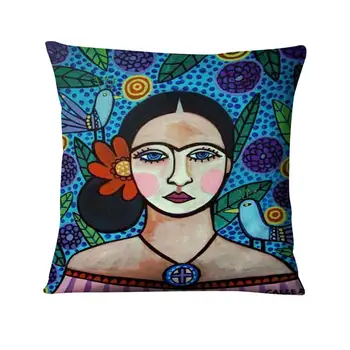 Pietų Amerikos Meno Pagalvėlė Indijos Mergina Atspausdintas Užvalkalas Namų Pagalvę Apdailos Almofadas Decorativas Para Sofa Mesti Pagalvės