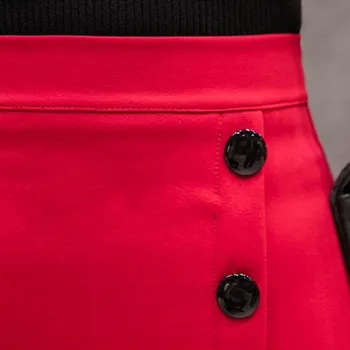 Plius Dydžio Raudonos Office Sijonas Moterų 2020 M. Pavasario Mados Darbo Midi Juodas Sijonas, Seksualus Mygtuką Elegantiškas Ponios Vasaros Aukšto Liemens Sijonai