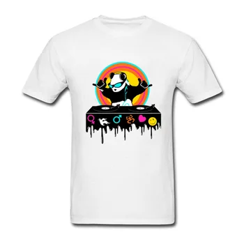 Plus size jaunuolis Panda dj Funny T-marškinėliai, Medvilnės, trumpomis Rankovėmis Vasaros Viršūnes Atsitiktinis marškinėliai vyrams
