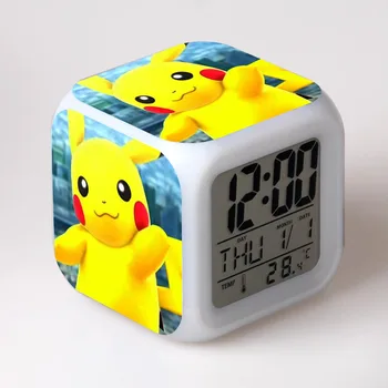 Pokemon Žadintuvas Pocket Monstras Pikachu 8 Spalvų Kaita, LED Skaitmeninis Laikrodis-Žadintuvas, Didelis ekranas, daugiafunkcį Naktį šviesa žiūrėti