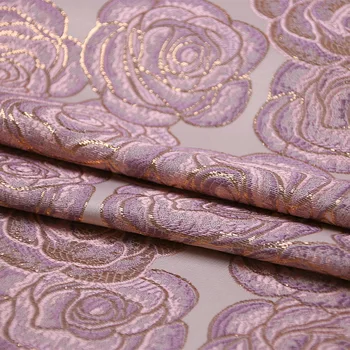 Poliesterio verpalai dažyti audinys audinys aukso metalo rožinės spalvos rožių žiedų brokatas žakardo audinio kratinys moterų kailis suknelė tissus