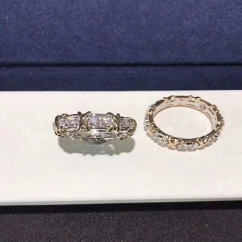 Porų Žiedas X kryžius Sidabro Moissanite klasikinio priedai Ponios žiedas 925 Sterlingas sidabro Papuošalai Valentino Diena dovana