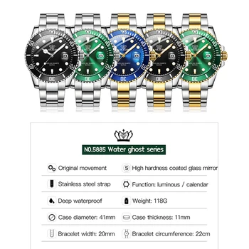 Prabangių Vyrų Žiūrėti Originalo Top Brand Žalia Vandeniui Kvarco Sporto Nerūdijančio Plieno nardymo Rolexable Laikrodis Reloj Hombre + Box