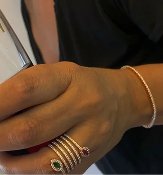 Prabangus Didelis sidabro padengtą rose aukso spalvos Žiedai su CZ Cirkonis Akmuo Moterų Mados Vestuvių, Sužadėtuvių Žiedai 2019 naujas