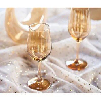 Prabangūs Krištolo Taurių Vaivorykštė Aukso Skaidraus Vyno Stiklinę Sulčių Gerti Šampaną Goblet Šalies kokteilių taurės tokios Vakarienės Taurė 1PCS