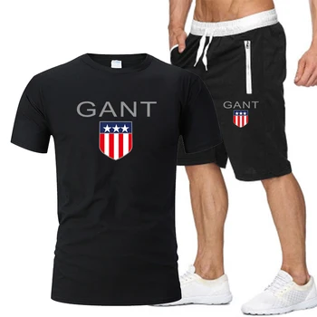Prekės vyriškos sportinės aprangos kostiumas trumparankoviai sporto sporto marškinius vyras veikia 2 dalių kostiumą futbolo, gimnastikos fitneso vyriški T-shirt + šo