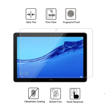 Premium Grūdintas Stiklas Screen Protector 9H Anti-pirštų Atspaudų HD Aiškiai Ultra plonas už Huawei MediaPad M5 lite 10.1 colių Tablet