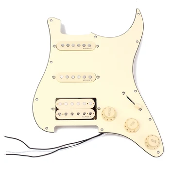 Prewired 3-sluoksnių Pickguard Scratchplate SSH 2-single Coil ir 1 Dviguba Ritė Pikapas su Magnetus Sparnas ST Stratocaster Gitara