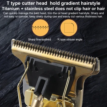 Profesinės Vyrų Plaukų keramikos Žoliapjovės kirpykla Plaukų Clipper Mašina, plaukų pjovimo Barzda Žoliapjovės Vyrų Plaukų kirpimas USB Įkrovimo