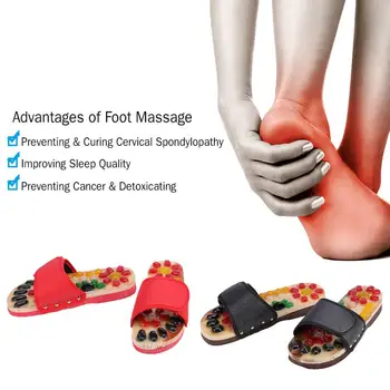 Pėdų Masažas Šlepetės 5Sizes Refleksoterapija Akupunktūra Kraujo Aktyvavimas Pebble Stone Sandalai Koja Atsipalaidavimo Massager Batai