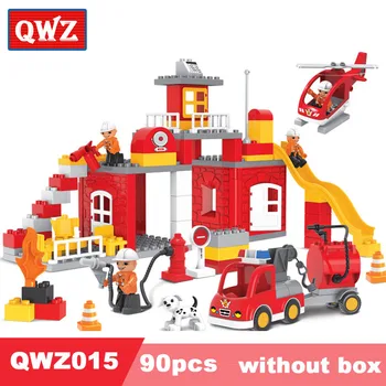 QWZ Nauji Didelio Dydžio Duplos Gaisrinės Gaisro Variklio Modelis, Statyba Blokai, Plytos Legoingly Pav Vaikams mokomieji Žaislai