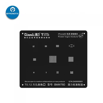 QianLi 3D BGA Reballing Trafaretas 0.12 MM, iPhone 6S 7 8 X Power Logika IC Litavimas, Remontas Augalų Alavo Lydmetalis Šabloną Plieno tinklas