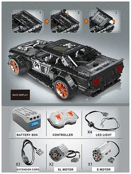 RC Ford Mustang Hoonicorn RTR V2 įrangos pardavimas, biuro įrangos Super lenktyninis Automobilis, Su Varikliu SS Statybiniai Blokai, Plytos su LED šviesos žaislai
