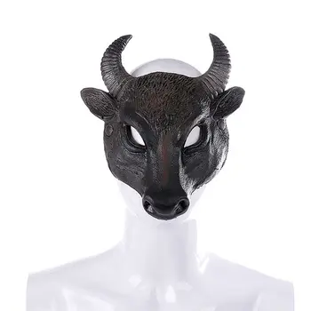 Realus PU 3D Bull Galvos Siaubo Pusę Veido Kaukė Gyvūnų Cosplay Kaukės Helovinas Šalis Masque Priedai