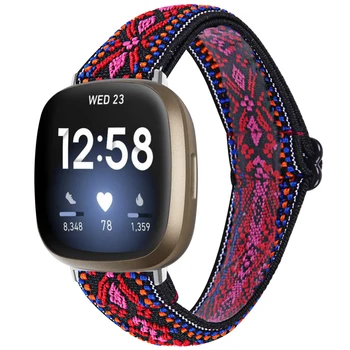 Reguliuojamas Nailono ir elastinės juostos Fitbit versa 3 smart watch band Spalvingi Medvilniniai žiūrėti diržu, fitbit prasme priedai