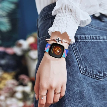Reguliuojamas Nailono ir elastinės juostos Fitbit versa 3 smart watch band Spalvingi Medvilniniai žiūrėti diržu, fitbit prasme priedai