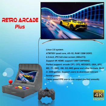 Retro Nešiojamas Mini Nešiojamą controle Arcade Žaidimų Konsolės 64Bit 3000 Žaidimai Vaizdo Nešiojamoji Žaidimų konsolė, Kreiptuką HD 