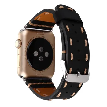 Retro Susiuvimo natūralios Odos Dirželis Apple Watch Band Serijos 4 3 2 1 Laikrodžio Apyrankė iWatch 42/44mm 40/38mm Watchband