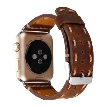 Retro Susiuvimo natūralios Odos Dirželis Apple Watch Band Serijos 4 3 2 1 Laikrodžio Apyrankė iWatch 42/44mm 40/38mm Watchband