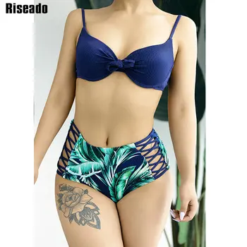 Riseado Nėrinių Seksualus Bikini Push Up Maudymosi Kostiumėlį High Waisted Maudymosi Kostiumėliai Moterims, 2021 Rišti Maudymosi Kostiumą, Geltona Brazilijos Bikini