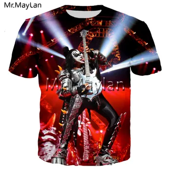 Roko Paul Stanley 3D Print T shirt Vyrai Moterys Atsitiktinis Hard Rock Streetwear Juokinga T-shirt Kiss Juosta Hip-Hop Vyras Marškinėlius Drabužius 6XL