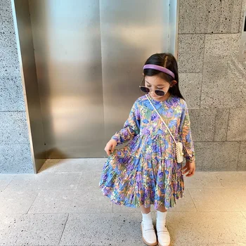 Rudenį Naują Atvykimo korėjos stiliaus drabužių rinkiniai gėlės princesė suknelė su visas rungtynes, šiltas megztinis mielas sweet baby mergaitės