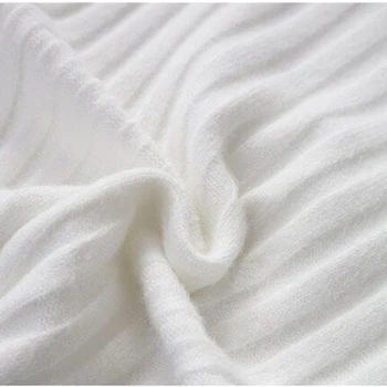 Rudenį, Žiemą Visą rankovės Briaunoti Golfo Puloveriai 2020 elastinga Slim Moteriški Džemperiai Moterims Minkštos Vilnos Vertikalios juostelės megztiniai