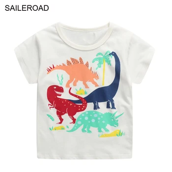 SAILEROAD Dinozaurų Aplikacijos Kūdikių Marškinėliai Vasaros 2020 M. Vaikų marškinėliai Berniukams trumpomis Rankovėmis Drabužiai, Vaikams Drabužiai