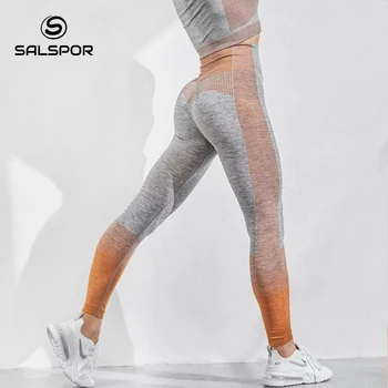 SALSPOR Moterų Mezgimo Antblauzdžiai Sexy Push Up Aukšto Liemens Kelnės sporto Salė Activewear Besiūlių Leggins Mujer Treniruotės Femme Jegging