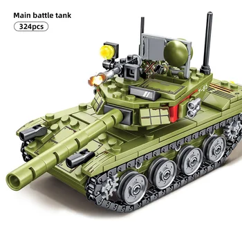 SEMBO 324pcs Karinės Pagrindinis Tankas Blokai Suderinama Armijos Kareivis Ginklas Plytų Švietimo Žaislai Vaikams Dovanų