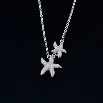 SINLEERY Šviečia Starfish Pendant Karoliai rožinė Aukso, Sidabro Spalva Grandinės Pilna Mažyčių Kristalų Choker Karoliai Moterų XL770 SSA
