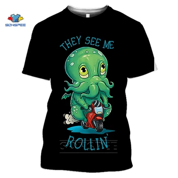 SONSPEE Cthulhu Ir Lovecraft Miskatonic T-Shirt Vyrams Call Of Cthulhu Marškinėlius Juokinga Crewneck Vasaros Top 3D Print T Shirt Moterims