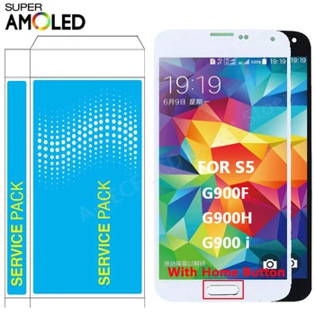 SUPER AMOLED G900F Samsung Galaxy S5 i9600 G900A LCD Ekranas Jutiklinis Ekranas Su 
