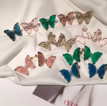 Saldainiai-spalvotas drugelis super pasakų perdėta prabanga, aukštos kokybės elegantiškas skaidri žalia rausva ausies accessor