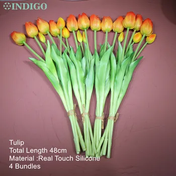 Saulėlydžio Tulpių (1 Rinkinys =3 Gėlės+2 Bud) Puokštė Nekilnojamojo Touch Silikono Tulpių Namų Puošybai Dirbtinių Gėlių Vitrina Ekranas