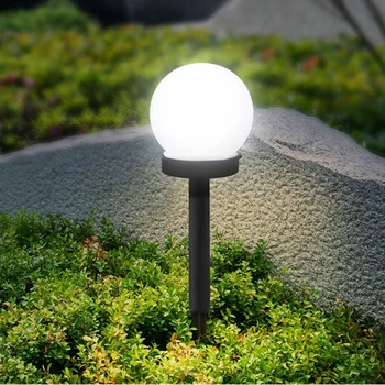 Saulės Šviesos lauke LED baltas apvalus kamuolys vejos lempos vandeniui garden park villa kelias kraštovaizdžio puošmena apšvietimo lempos 2vnt