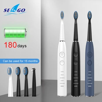 Seago Elektros dantų šepetėlį SG-575 Sonic Valyti Dantis 5 Švarus Režimai USB Recharageable 4 Pakeitimas Teptuku Vadovai + 1 Indental Šepetys