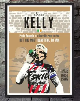Sean Kelly paryžiaus rubė dviračiu Specialiai sukurtas Šilko Plakatas Siena Lipdukas Apdailos Dovana