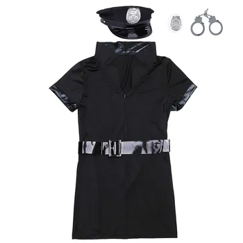 Sexy Moteris Policininkas Policijos Pareigūno Uniformą Policininkės Kostiumas Helovinas Suaugusių Moterų Policijos Cosplay Išgalvotas Suknelė