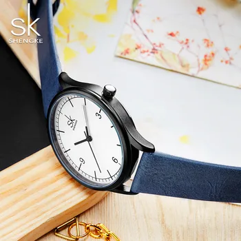 Shengke Moterų Prekės Riešo Žiūrėti Paprastu būdu Oda Laikrodžiai Moterims Moteriški Kvarcinis Laikrodis, Laikrodžiai 2019 Naujas SK Montre Femme